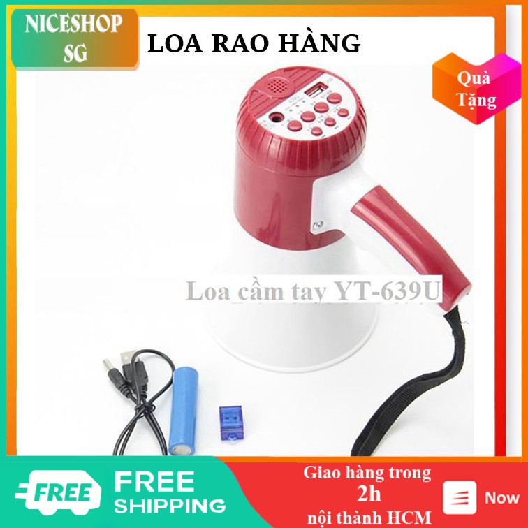 Loa phóng thanh mini cầm tay, rao hàng rong có thu âm phát lại sài pin sạc - AT0046