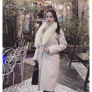 Áo dạ choàng cổ lông Kèm đai