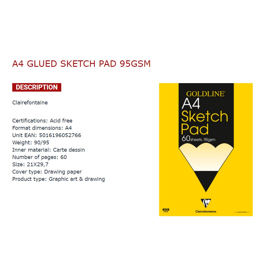 Sổ GoldLine Sketch Pad A4 95gsm 60 Sheets