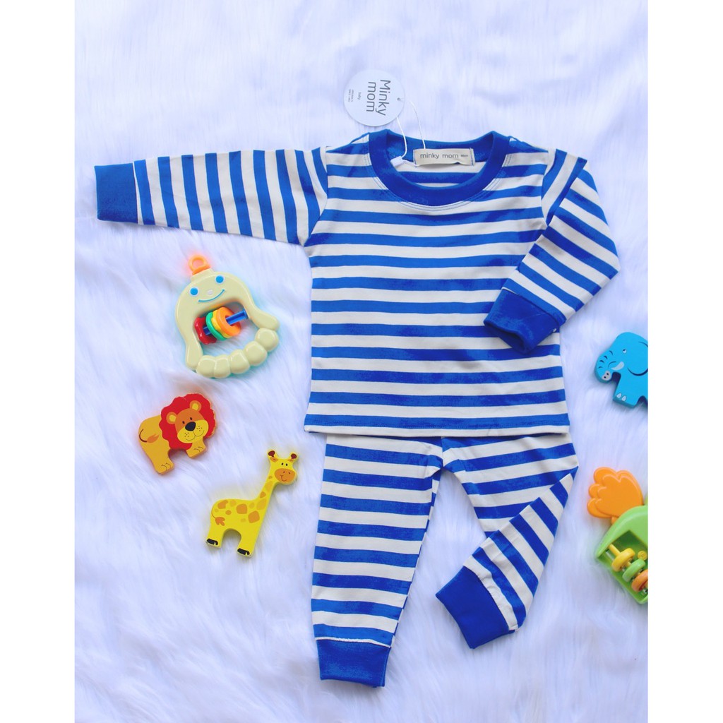 Bộ kẻ dài tay chất cotton Minky Mom cho bé (7-18kg) cực đẹp