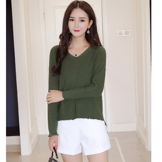Áo len nữ cổ chữ V ,len mềm mịn cực thích thiết kế phong cách Korea 스타일입는 옷