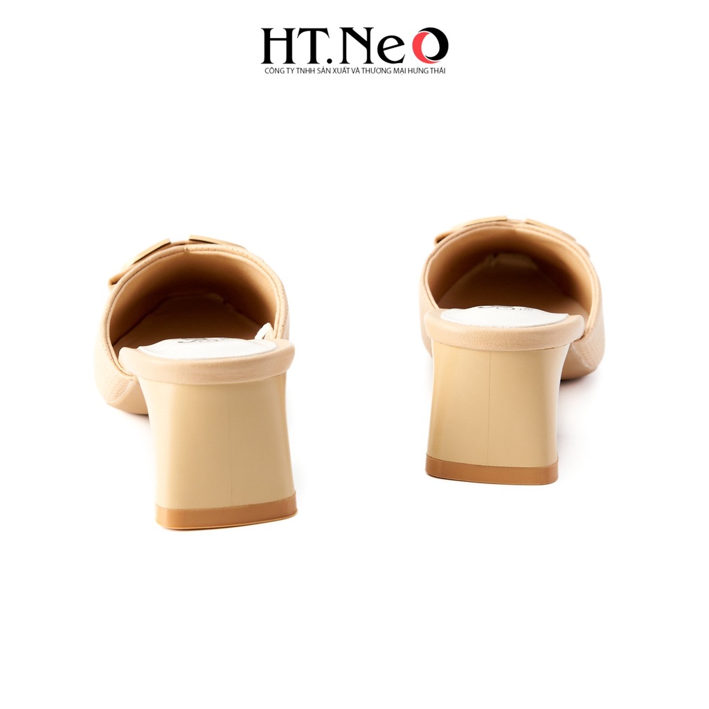 Dép nữ HT.NEO Thiết kế sang chảnh cực tôn dáng quai da đính chữ bắt mắt SDN145