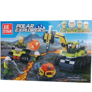 Ráp hình xe khoan vùng núi lửa thuộc Polar Explorers series, 328 miếng ráp đẹp như Lego 205556