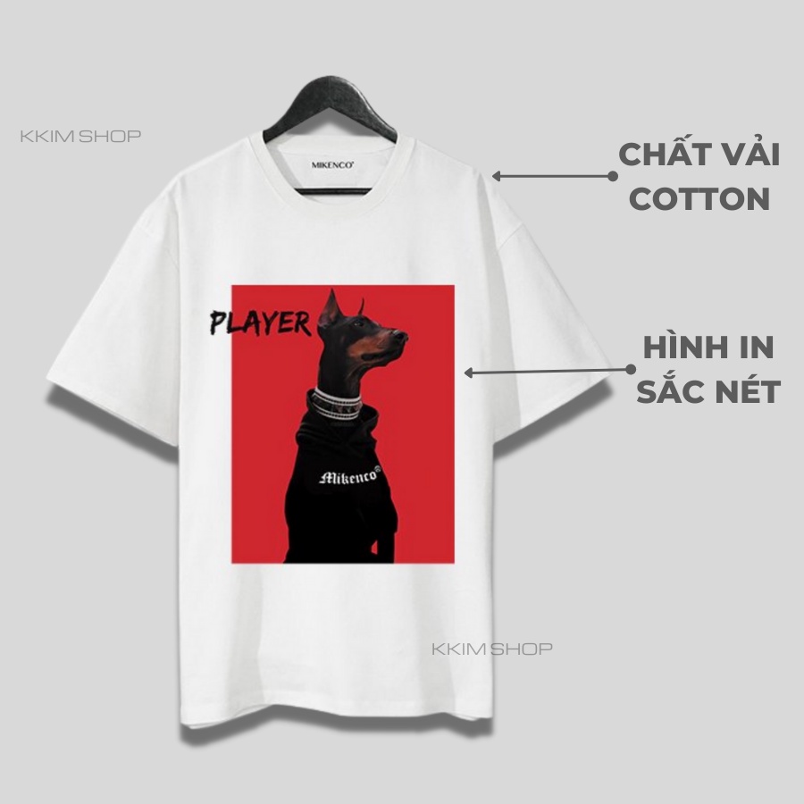 Áo Thun Tay Lỡ MIKENCO DOBERMAN chú chó, áo phông unisex Form rộng oversize, chất liệu Cotton. KKIMShop