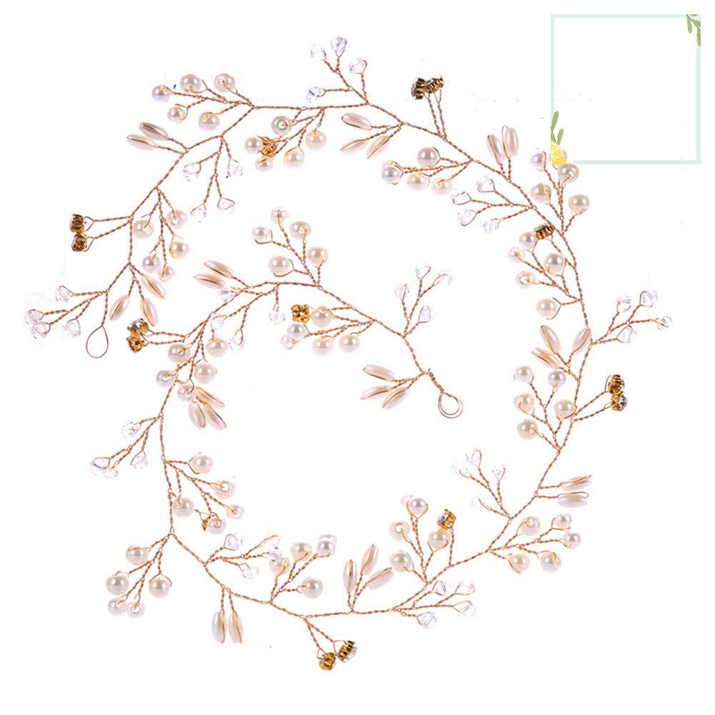 Dây Hoa Đính Ngọc Trai Giả Trang Trí Tóc Cô Dâu 50cm