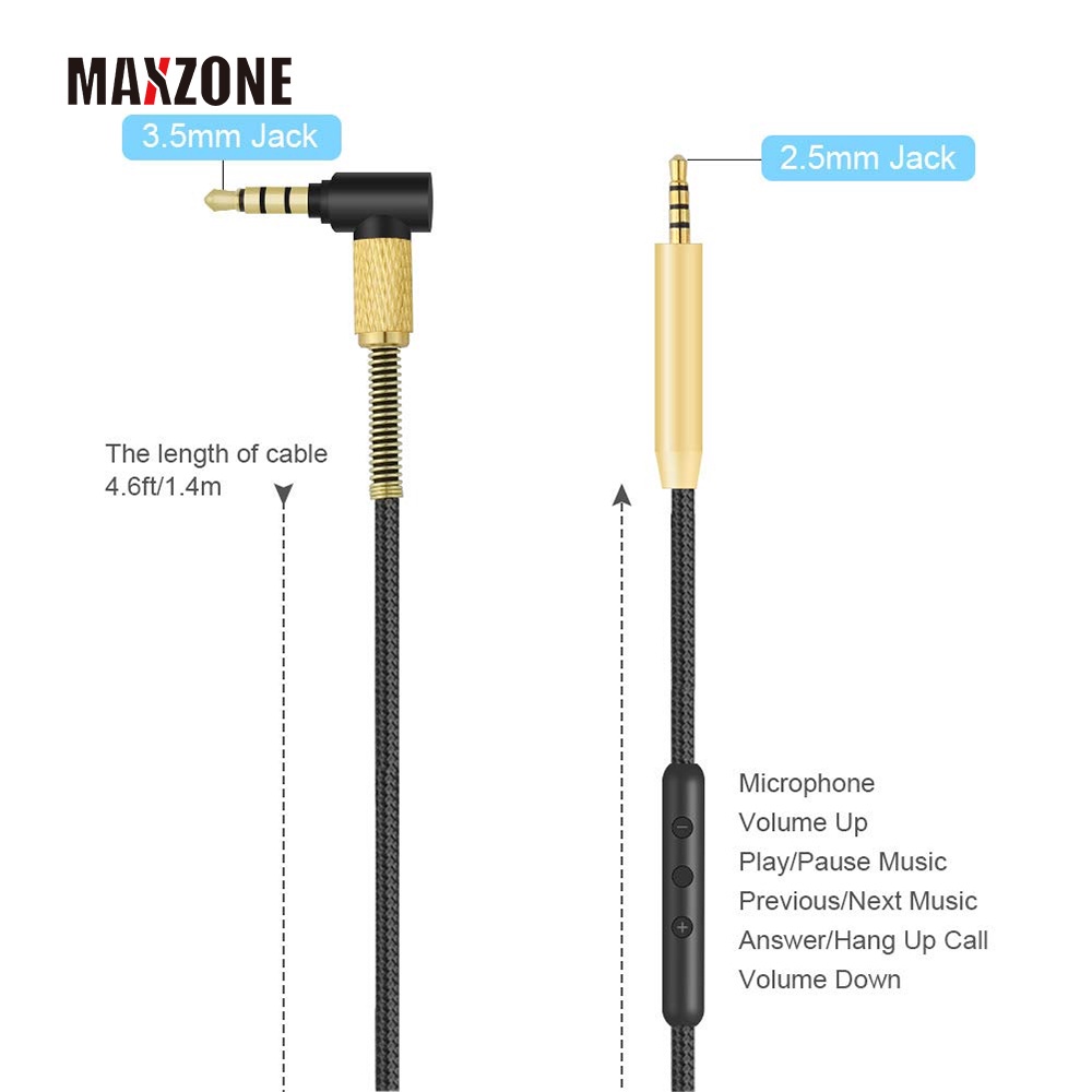 Dây cáp nối dài cho tai nghe AKG Y500 N60NC N700NC M2 N60 Y50BT N90Q K840KL K490NC K545 Y45BT K90Q K840KL
