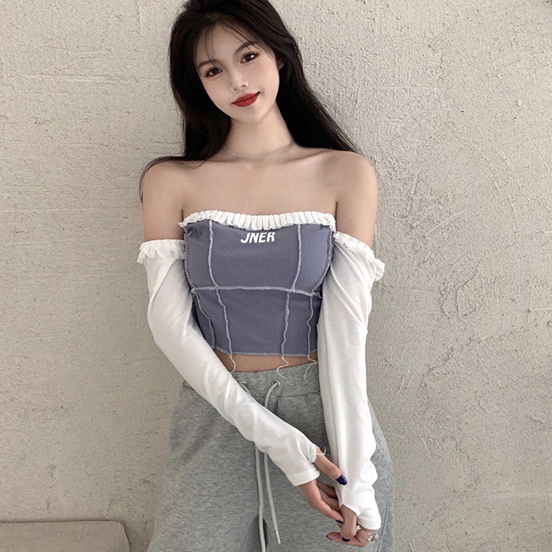 Áo kiểu dệt kim tay dài hở vai quyến rũ thời trang cho nữ | BigBuy360 - bigbuy360.vn