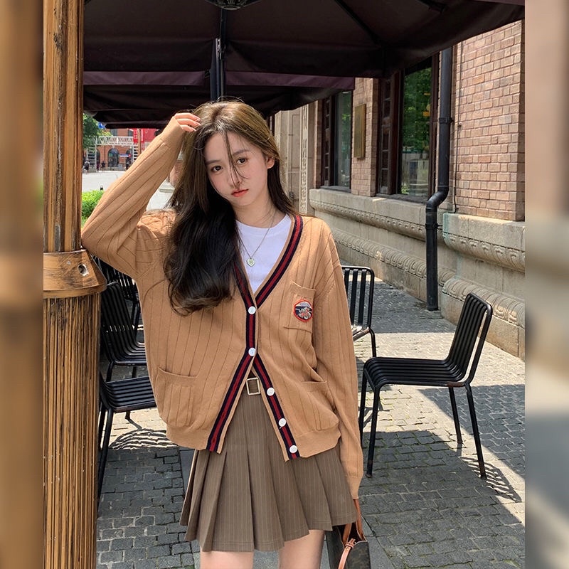 Áo cardigan khoác ngoài cổ V phong cách hàn quốc ảnh thật cuối 35