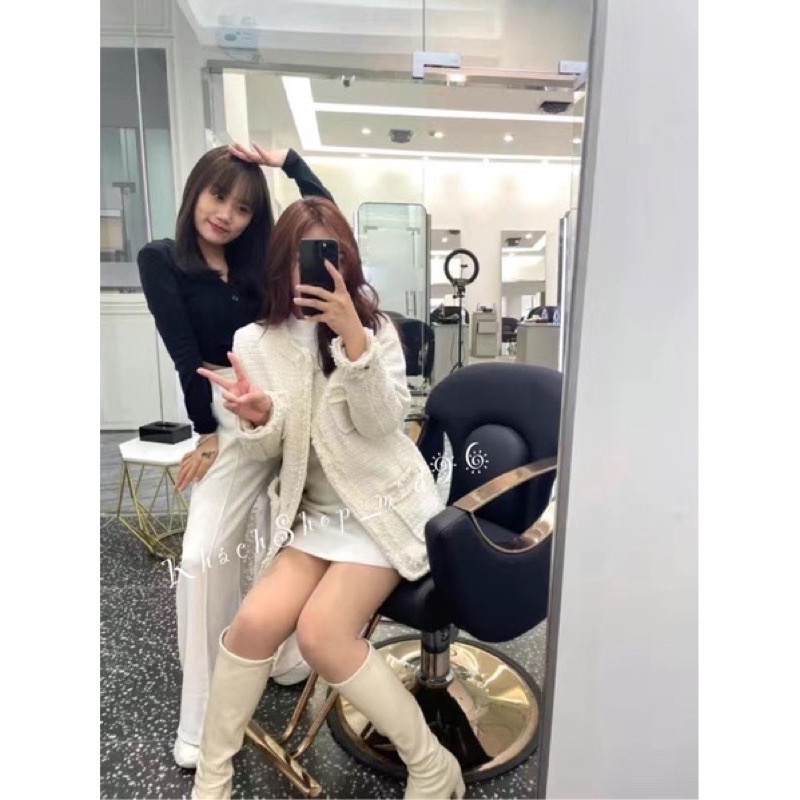 Áo khoác Dạ tweed dài tay phong cách hàn quốc hàng quảng châu loại 1