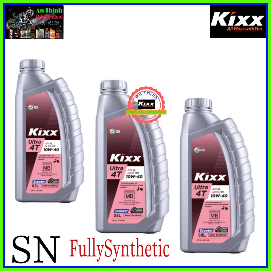 COMBO NHỚT XE TAY GA KIXX ULTRA 4T SCOOTER SN 5W-40 FULLY-SYNTHETIC 0.8L VÀ NHỚT LÁP HỘP SỐ KIXX  GL-5, 8OW90 120ML.
