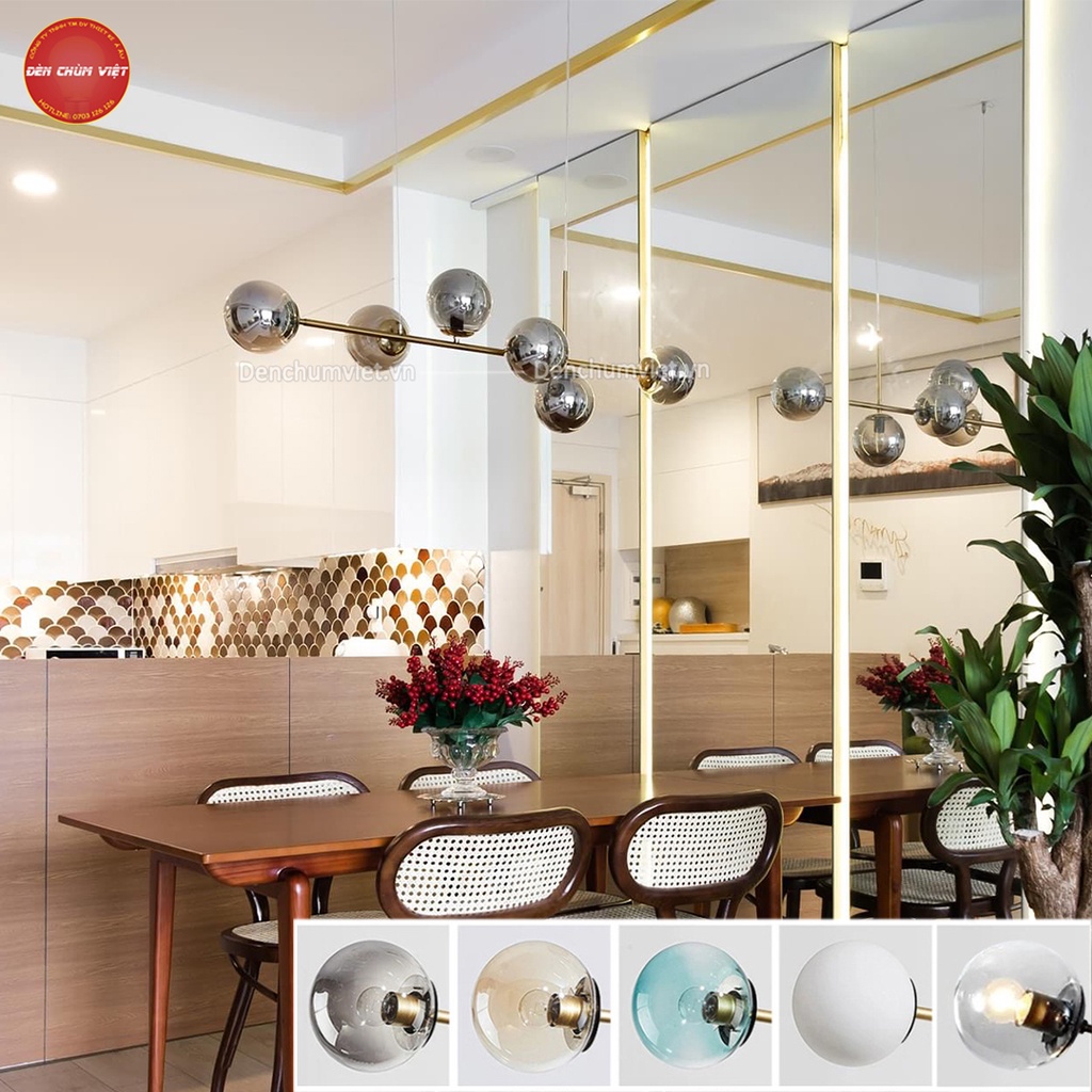 Đèn thả bàn ăn, quầy bar  đèn chùm decor nghệ thuật đơn giản hiện đại