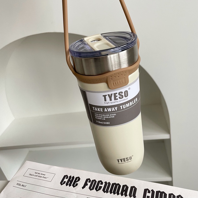Cốc Uống Nước INOX Giữ Nhiệt 710ml 304, An Toàn, Bình Giữ Nhiệt Nóng Lạnh, Tặng Kèm Ống Hút Và Quai Cầm Chắc Chắn