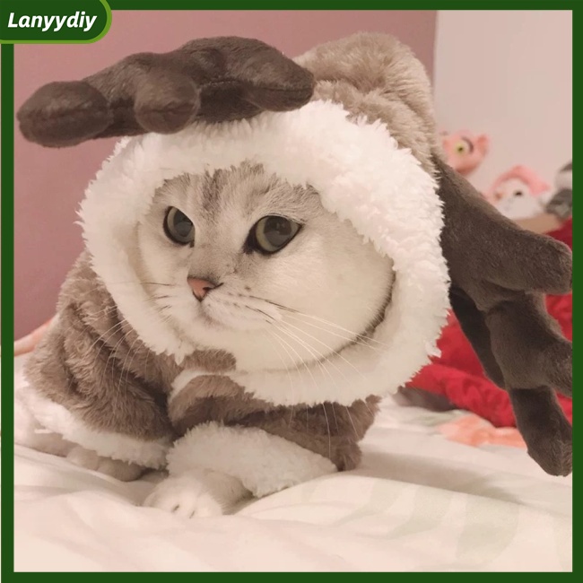 Áo Khoác Hai Lớp Bằng Vải Lông Cừu Dày Ấm Áp Họa Tiết Tuần Lộc Hoạt Hình Dành Cho Chó Poodle