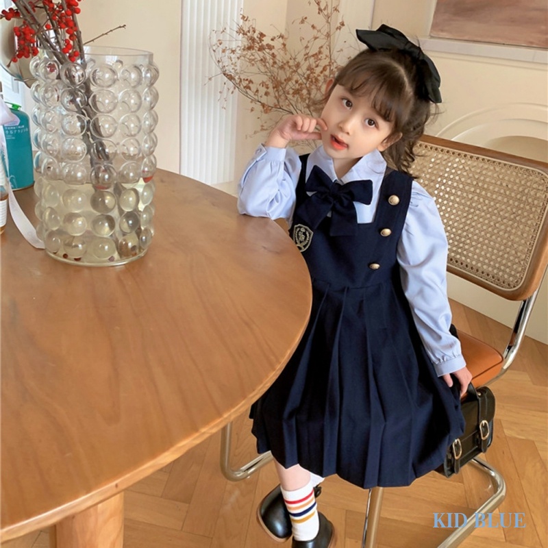 Đầm Giả Hai Lớp Phong Cách Preppy Thời Trang Mùa Thu Cho Bé Gái