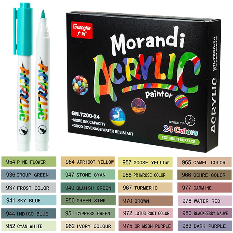 Set 1 / 24 / 36 Bút Lông Màu Acrylic Dành Cho Vẽ Thẻ