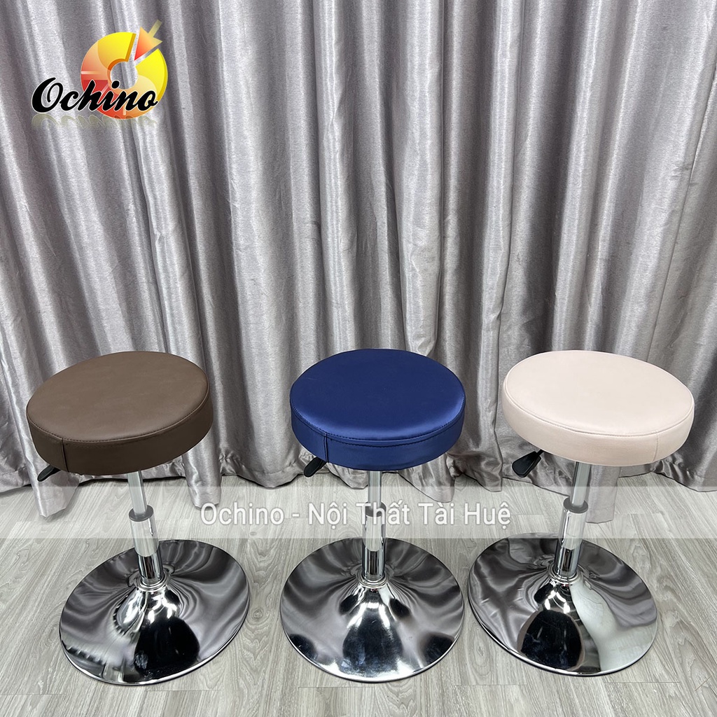 Ghế xoay làm việc văn phòng, Ghế trang điểm cá nhân Bọc da Tròn Trơn (Có Sẵn)