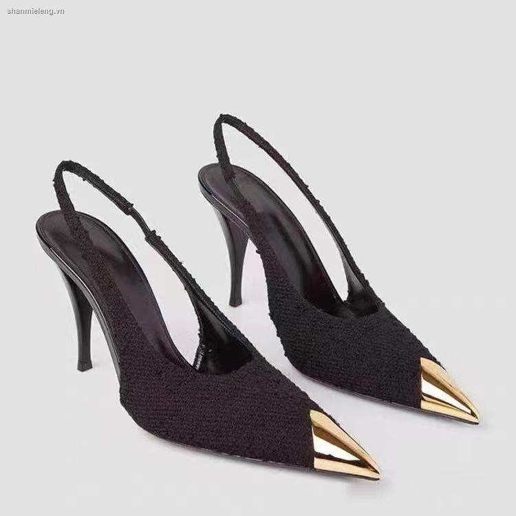 Đôi giày cao gót mũi nhọn màu đen thời trang mùa xuân sành điệu cho nữ S 2022