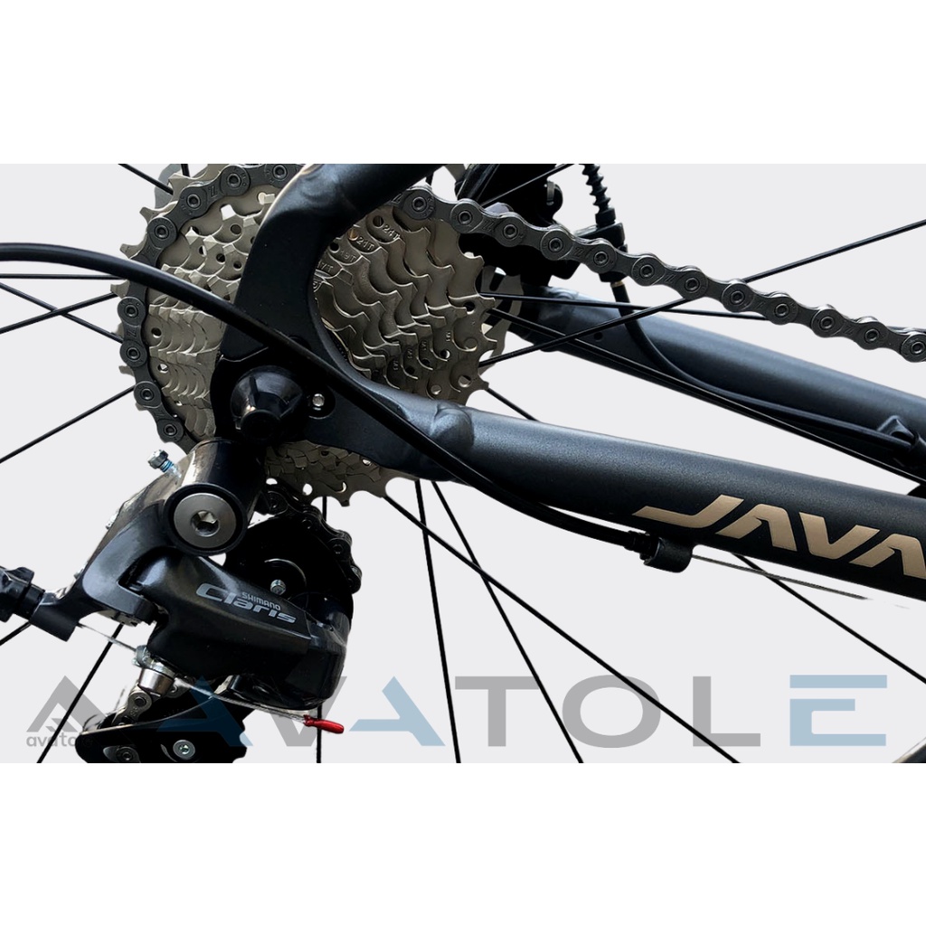 Xe đạp touring Java Veloce 3, khung sườn hợp kim nhôm 6061, phanh đĩa cơ, bộ chuyển số Shimano Claris 16 speed, màu XÁM