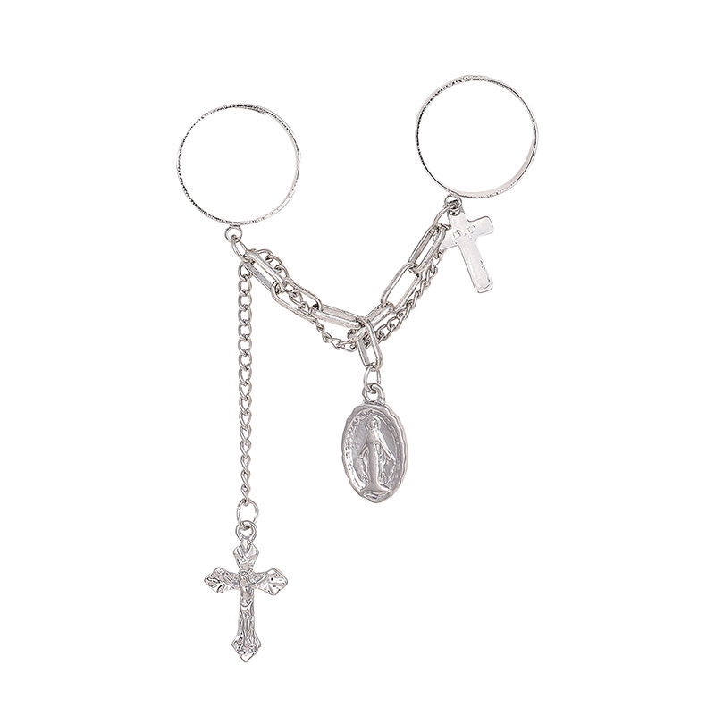 [Miễn Phí Vận Chuyển] Nhẫn Hở Tua Rua Hình Chữ Thập Jesus Thập Giá Dòng 22999 Màu Tối