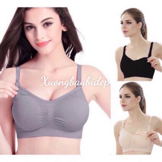 Áo lót bầu và cho con bú sau sinh nâng ngực chống chảy xệ, Áo lót bầu và cho con bú không gọng cotton, spandex COTTON2