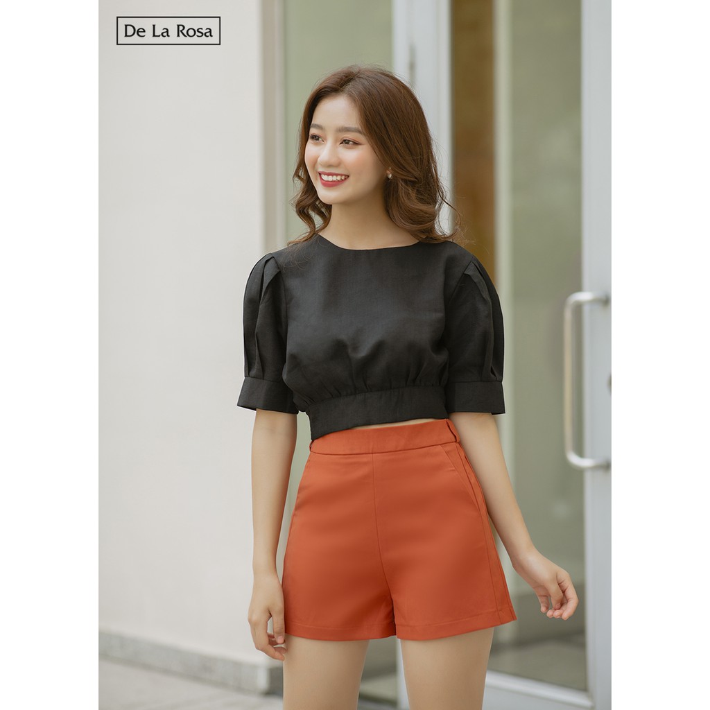 Quần short đùi nữ túi xéo đai lưng thiết kế dạo phố - De La Rosa