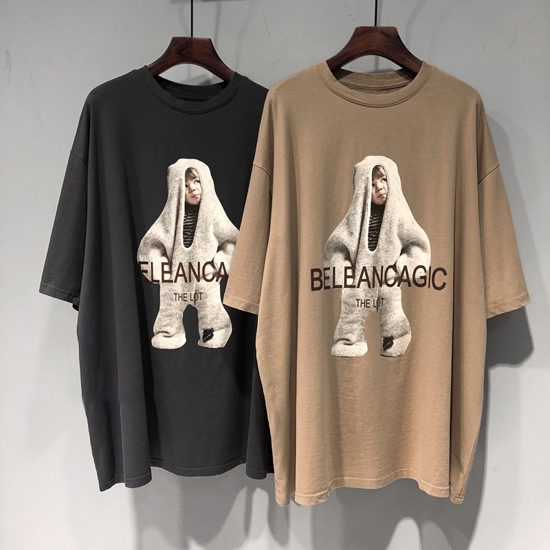 NRVP Áo thun cotton tay ngắn cổ tròn in hình thời trang mùa hè phong cách Hàn Quốc mới