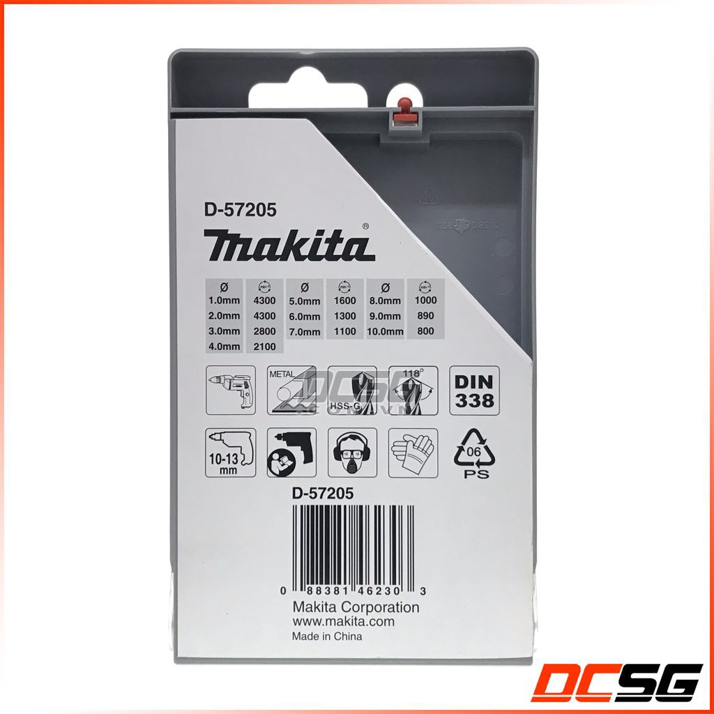 Bộ 10 mũi khoan kim loại HSS-G Makita D-57205| DCSG