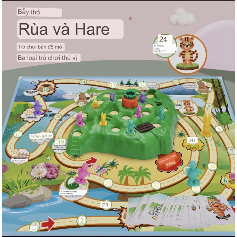 Trò Chơi Bẫy Thỏ Phiên Bản Nâng Cấp 48 Thẻ + 4 Bẫy + Sơ Đồ, Board Game Trò Chơi Tương Tác Cho 3-4 Người