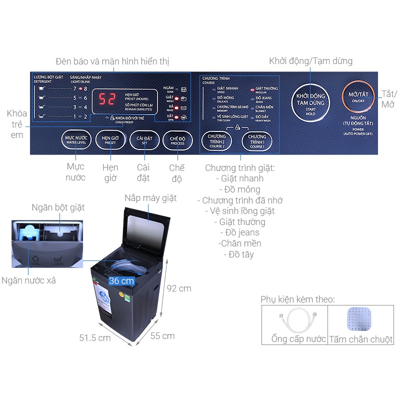 Máy giặt Toshiba 7Kg  AW-L805AV  Mới 2021