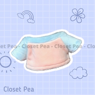 [Đã có size cho Labubu macaron] Áo lông nhung phối màu hồng xanh dương cho doll 20cm