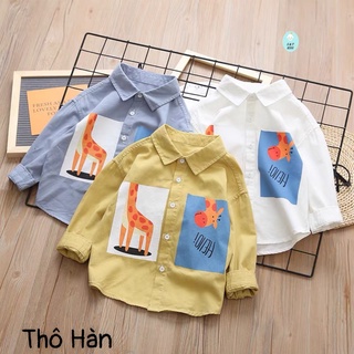 Áo sơ mi dài tay in hình chú hươu cute cho bé trai 1-5 tuổi size 8-18kg