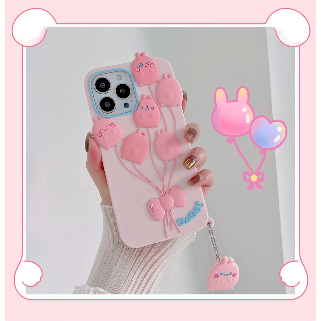 Ốp Điện Thoại Silicon Mềm Chống Sốc Phối Mặt Hình Thỏ Hoạt Hình Cho iPhone 13 12 11 Pro Max XR XS Max X 7 8 6 6s Plus