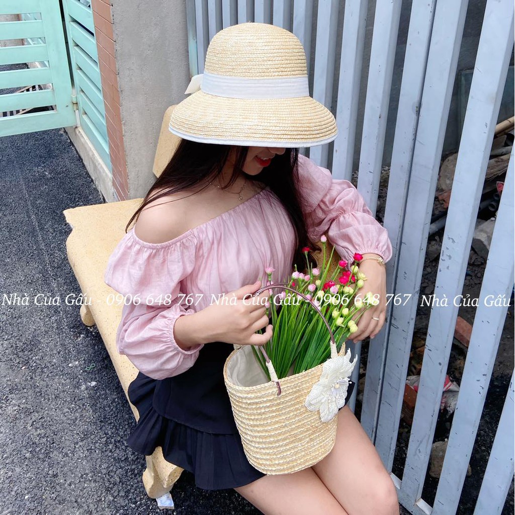 Nón cói cụp nơ size nhỏ xinh dã man luôn
