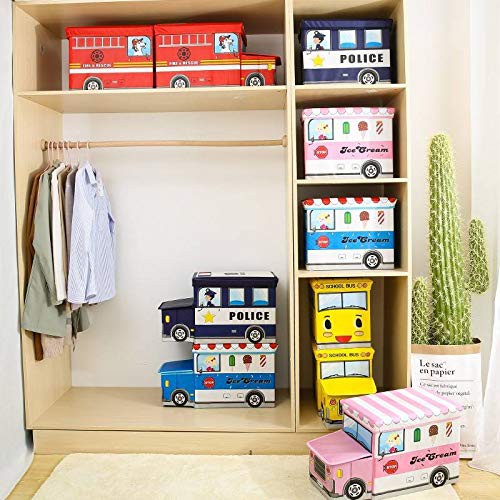 Thùng đựng đồ chơi cho bé hộp xe gấp gọn ô tô tàu hoả trẻ em ghế ngồi cartoon train foldable toy storage box for kids