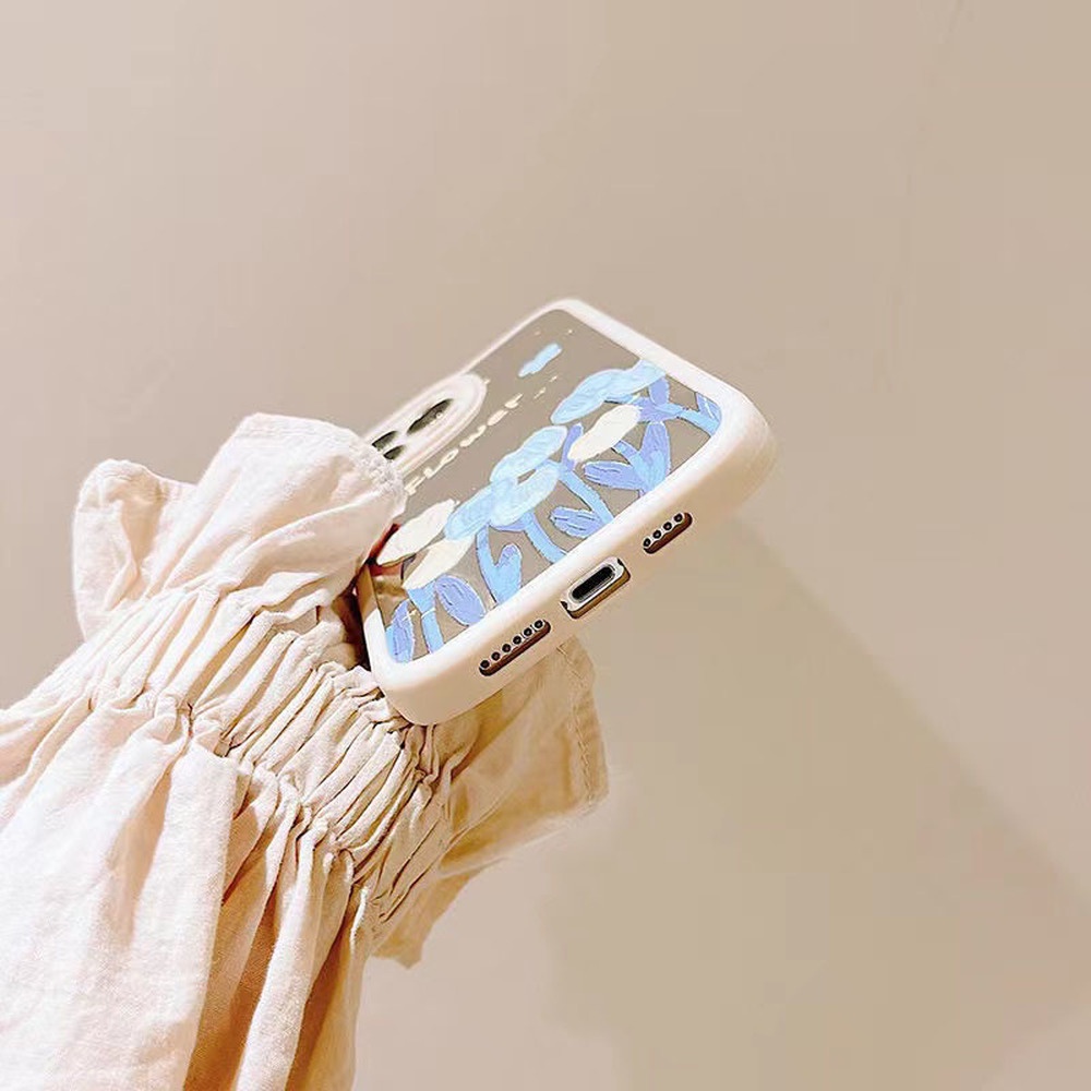 Ốp Điện Thoại TPU Dẻo Gắn Gương Trang Điểm Hình Hoa Tulip Cho IPhone 11 13 12 Pro Max 8 7 Plus X