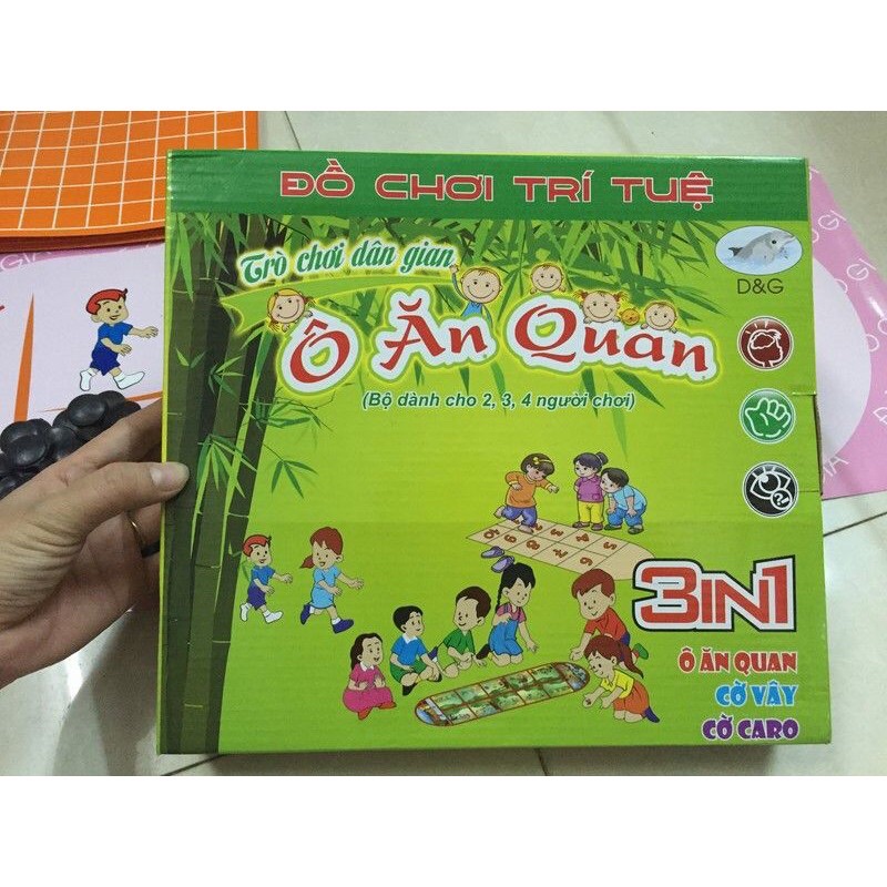 Bộ Đồ Chơi Trí Tuệ 3N1 Ô ăn quan, cờ vây, cờ caro cho bé