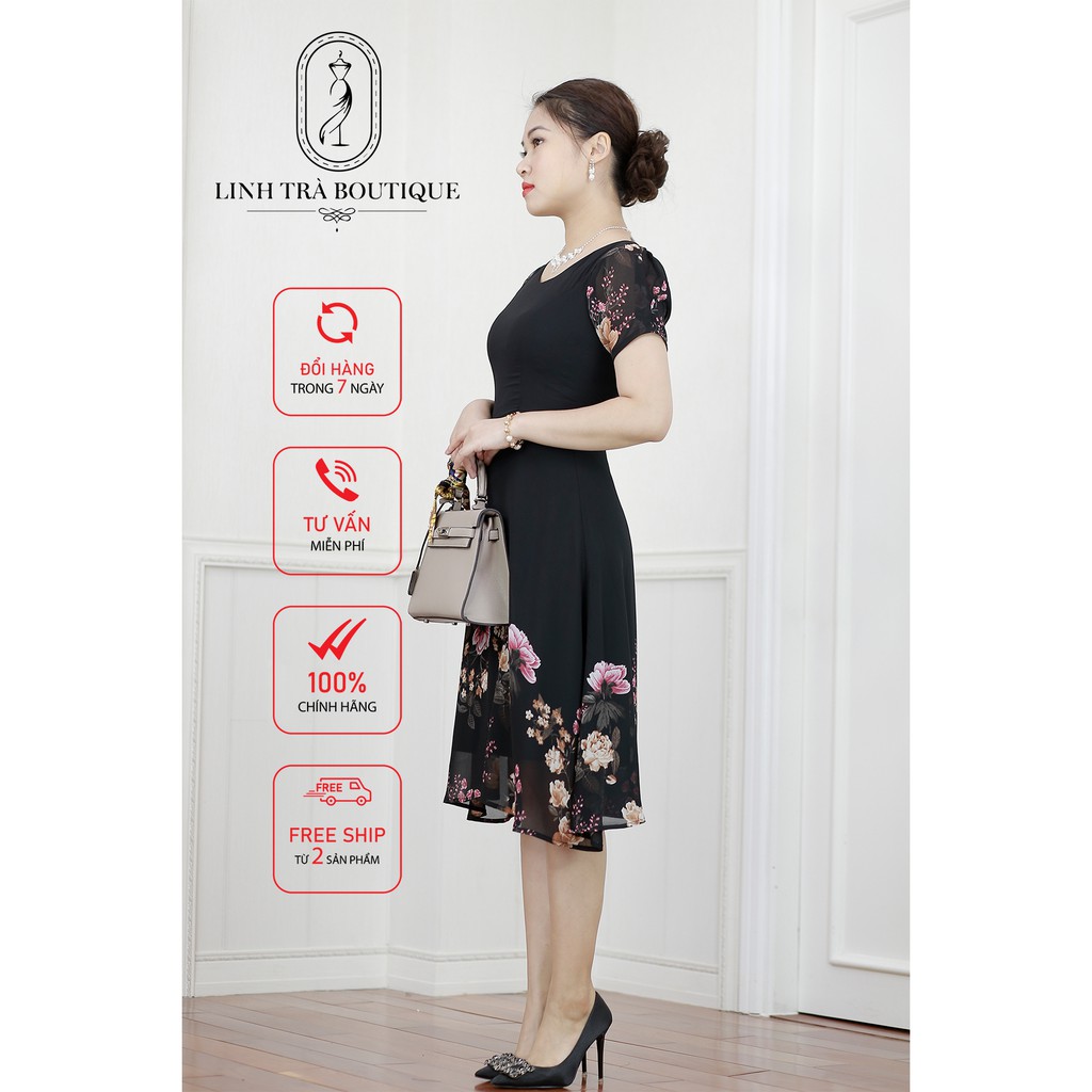 Đầm trung niên cao cấp [LINH TRÀ] đầm voan dáng xoè hoạ tiết hoa trẻ trung cực xinh - mã TM 134 | BigBuy360 - bigbuy360.vn