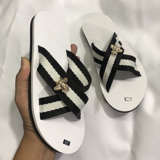 Dép nữ và nam quai chéo dù trắng đen size từ 34 đến 44