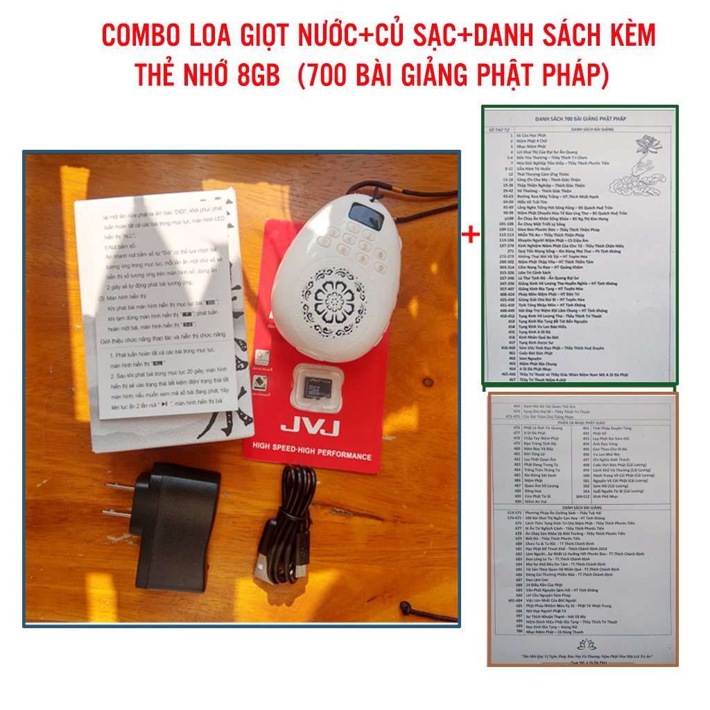 Loa niệm Phật mini, Loa giọt nước, nghe pháp, có khe cắm thẻ nhớ- vòng đeo tụng kinh có kèm dây đeo