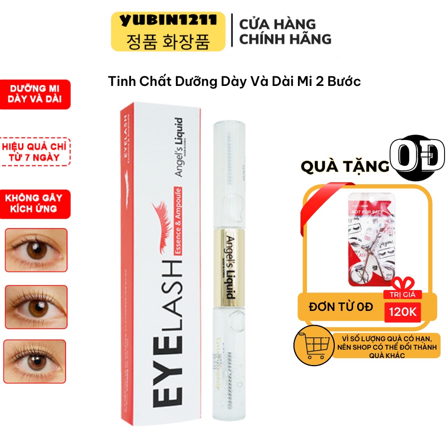 Tinh Chất Dưỡng Mi Dày Và Dài 2 Bước Angel's Liquid Eyelash Essence 5ml &amp; Ampoule 5ml