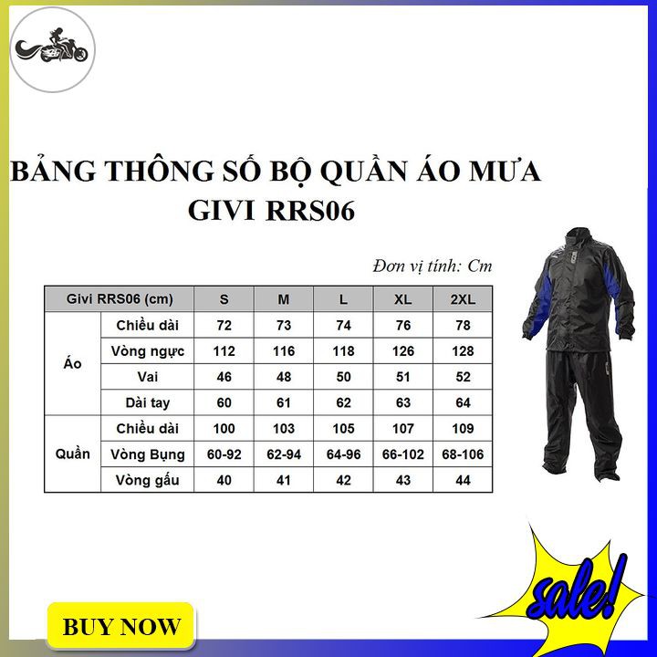 Bộ áo mưa Givi RRS06 màu xám đen được làm từ chất liệu Polyester hàng chính hãng cao cấp