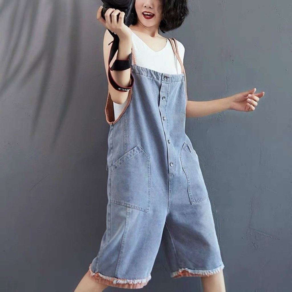 Quần yếm ☘ Yếm jean nữ cao cấp ống rông bigsize trẻ trung, năng động thời trang Ulzzang MS30