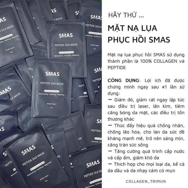 Mặt Nạ Dưỡng Và Phục Hồi Da Smas Peptide Silk Mask 24h Hydration Boost 25g Nhật Bản Dành Cho Da Nhạy Cảm