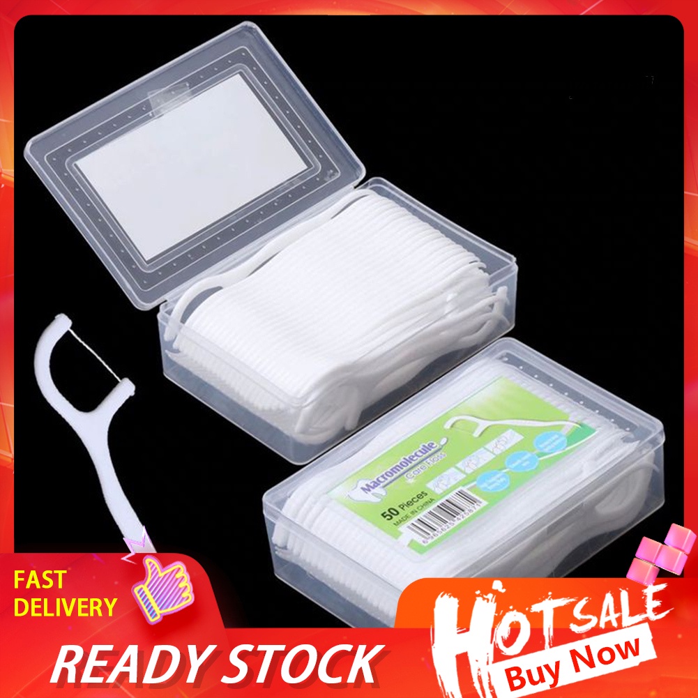 [Hàng mới về] Bộ 50 tăm chỉ nha khoa chăm sóc vệ sinh răng miệng tiện lợi chất lượng cao