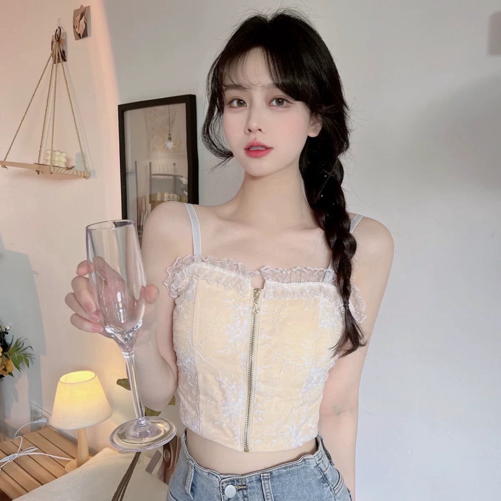 Áo Bra Thêu Ren Hoa Kéo Khoá Trước Ngực Viền Bèo Siêu Xinh B4 nội y xanh chất cực đẹp, sang chảnh, đồ lót