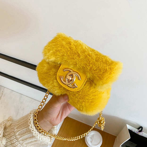 Túi đeo chéo bằng chất liệu lông nhung phong cách Hàn Quốc xinh xắn cho bé gái