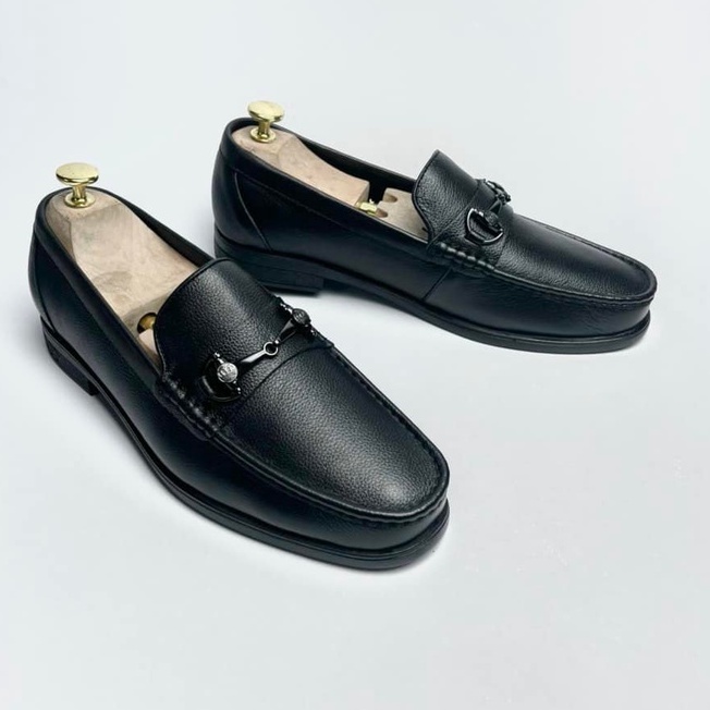 Giày lười da nam kiểu dáng Horsebit Loafer chất liệu da bò thật bảo hành 1 năm - Mã T114