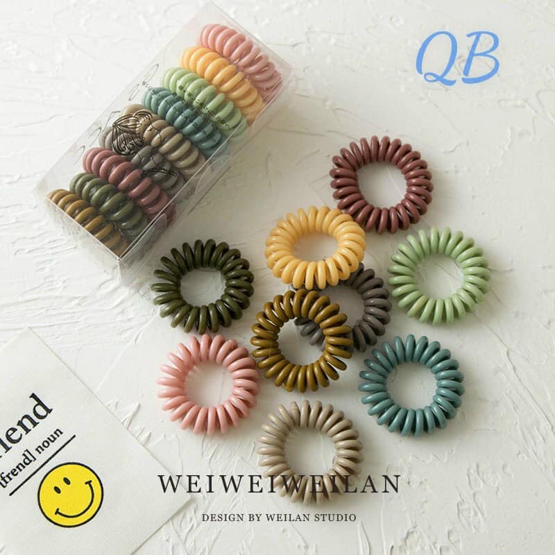 SET 9 DÂY BUỘC TÓC LÒ XO NHIỀU MÀU TONE PASTEL DỊU DÀNG NỮ TÍNH