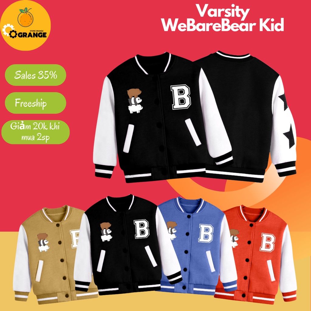 Áo khoác bomber WEBAREBEER cho trẻ em varsity dành cho bé trai, bé gái