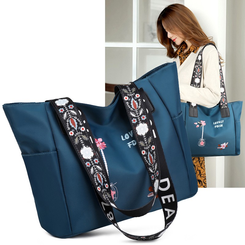 Túi Tote Vải Oxford Thêu Họa Tiết Thời Trang Chống Thấm Nước Siêu Nhẹ Dễ Phối Đồ Cho Nữ 2021